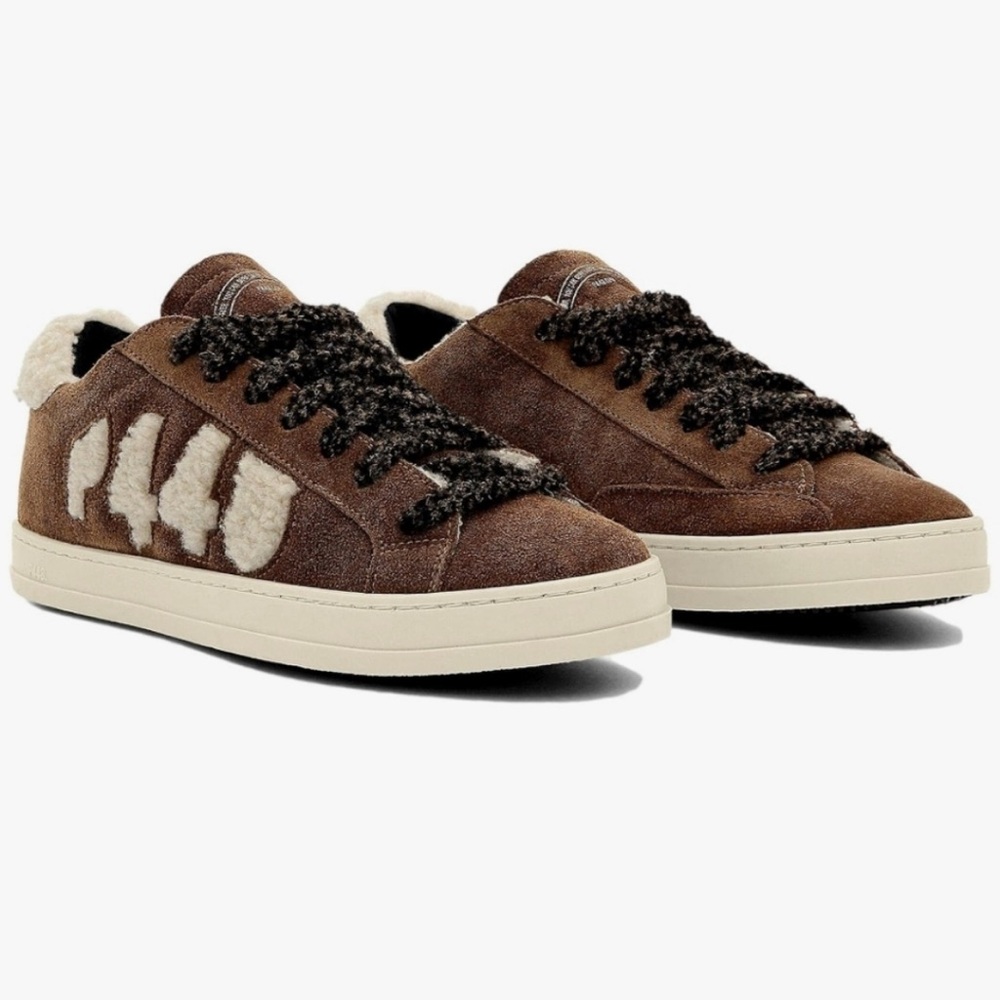 P448 John-W Brown Suede Sneakers faux fur 7/ 37